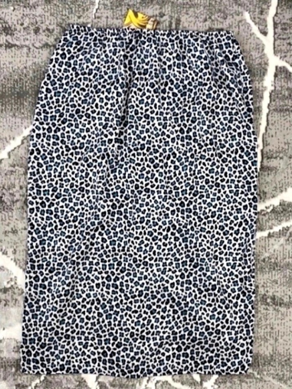 Polly & Esther Leopard Print Midi Skirt Blue & White Medium